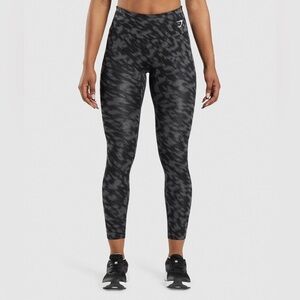 Gymshark Sz M Training Leggings In Black Print EUC